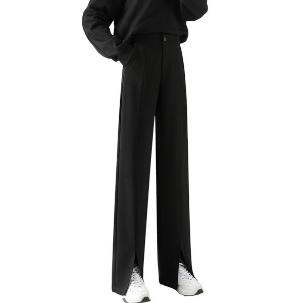 Pantaloni de damă cu fante și talie înaltă