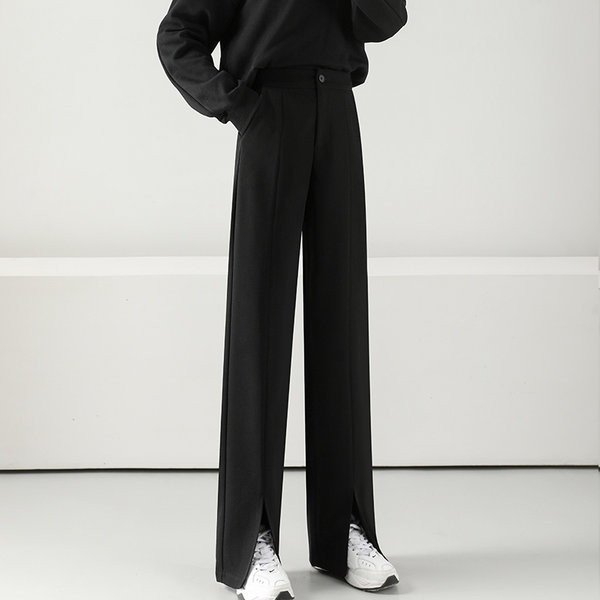 Pantaloni de damă cu fante și talie înaltă