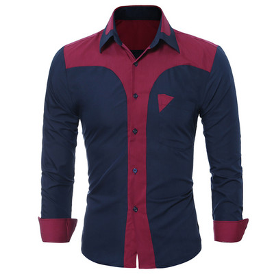Cămașă modernă pentru bărbați cu model montat cu nasturi