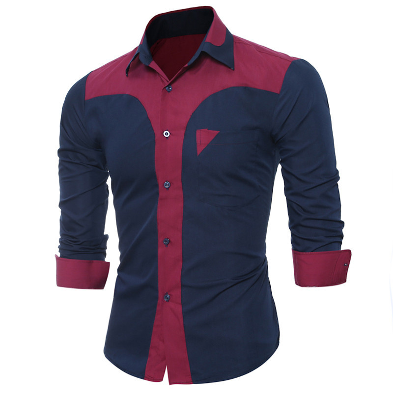Cămașă modernă pentru bărbați cu model montat cu nasturi