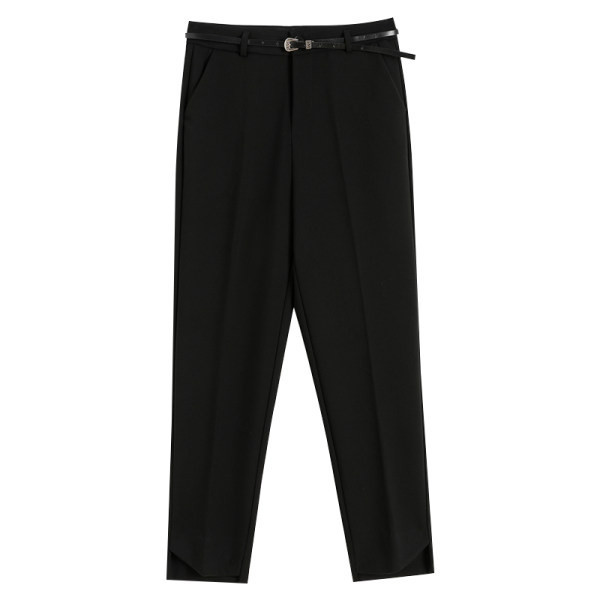 Pantaloni casual dama cu talie inalta - culoare neagra