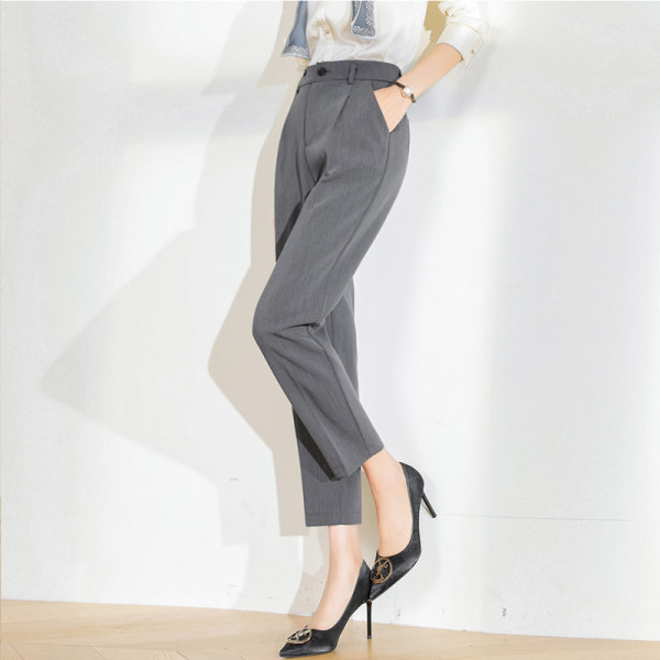 Pantaloni moderni de dama cu talie inalta - gri si negri