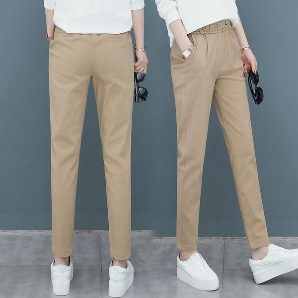 Ležerne ženske hlače s gumicom i džepovima