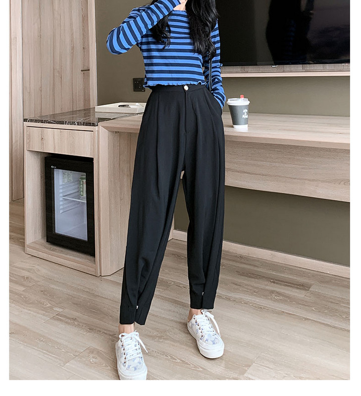 Pantaloni largi de dama cu nasturi