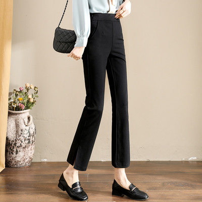 Pantaloni moderni de damă cu talie înaltă - culoare neagră