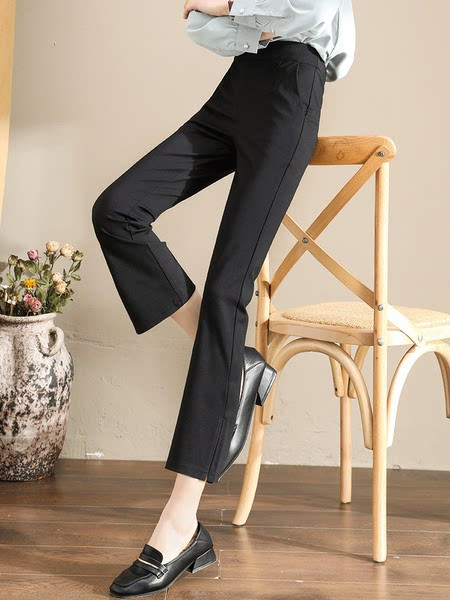 Pantaloni moderni de damă cu talie înaltă - culoare neagră