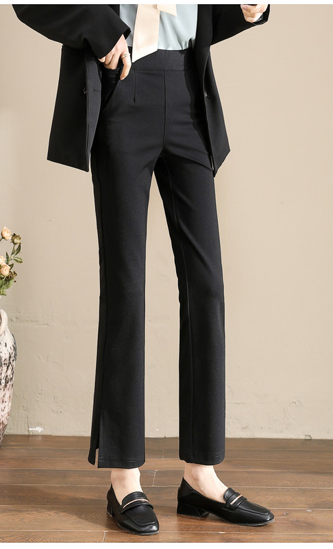 Pantaloni moderni de damă cu talie înaltă - culoare neagră