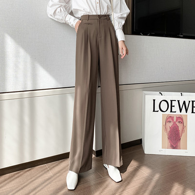 Pantaloni casual dama cu talie inalta - model larg