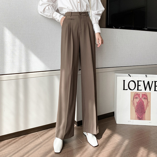 Pantaloni casual dama cu talie inalta - model larg