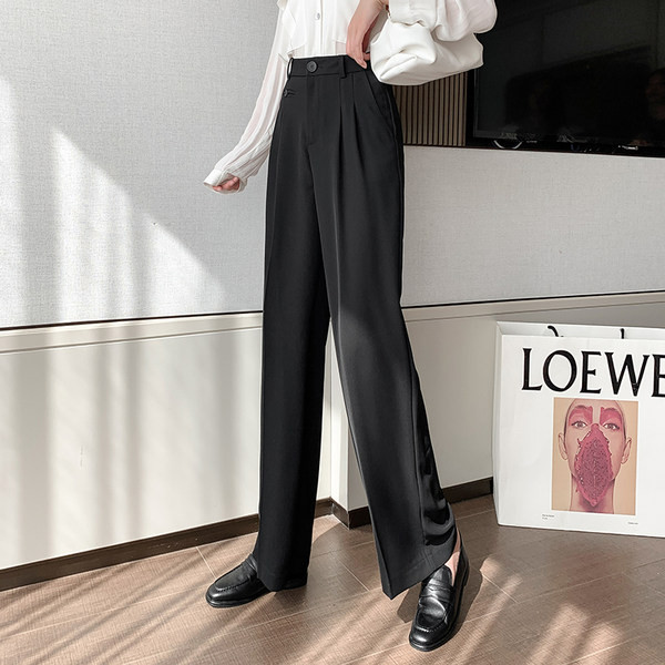 Pantaloni casual dama cu talie inalta - model larg