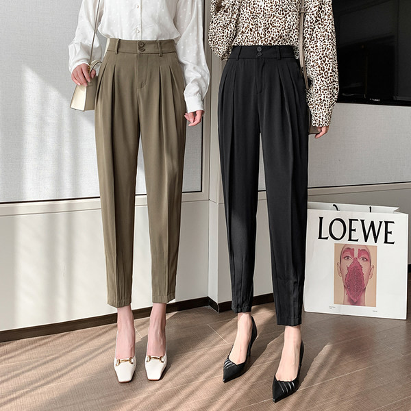 Ležerne ženske hlače s visokim strukom i poprsjem