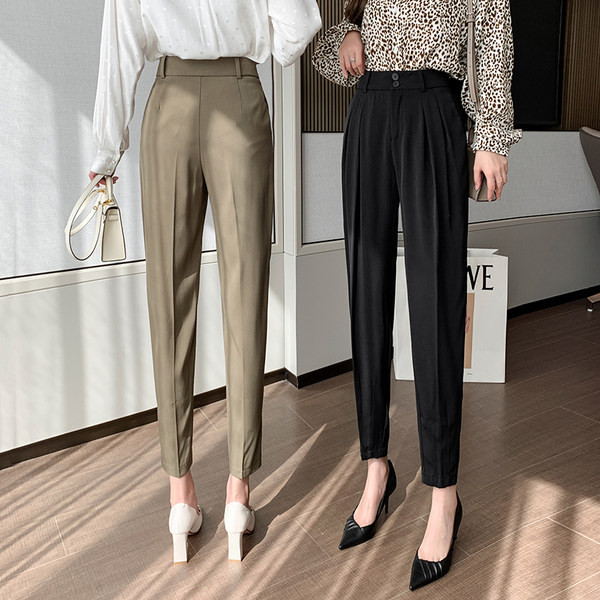 Ležerne ženske hlače s visokim strukom i poprsjem