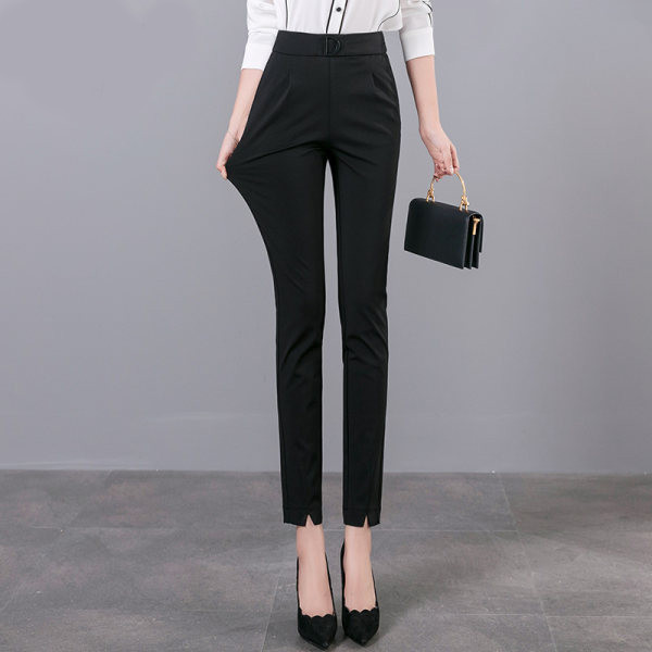 Pantaloni negri de dama la moda cu lungime 9/10