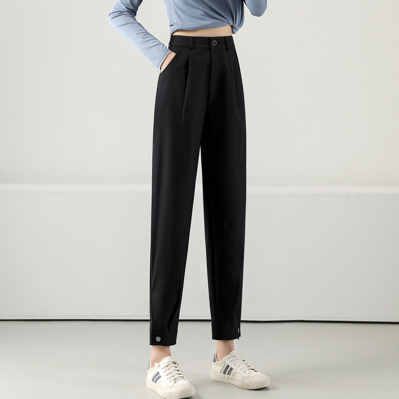 Pantaloni dama in gri si negru - model drept
