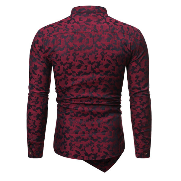 Cămașă asimetrică pentru bărbați actuală cu nasturi și model