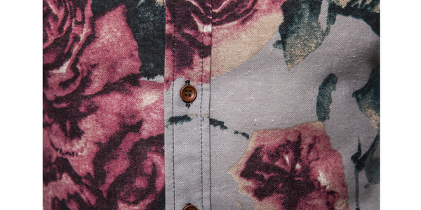 Cămașă modernă pentru bărbați cu model floral și mâneci lungi