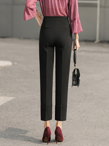 Pantaloni moderni de dama cu talie inalta si lungime 7/8