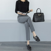 Pantaloni de dama moderni cu talie inalta - model drept