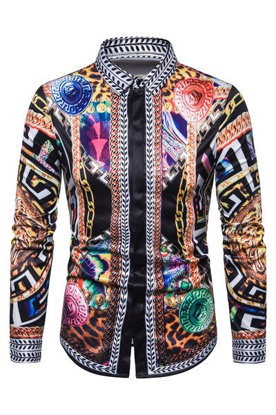 Muška moderna košulja s uzorkom i dugmadima pripijeni model
