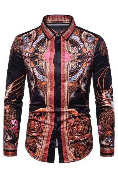 Elegantna muška pripijena košulja s uzorkom i dugim rukavima