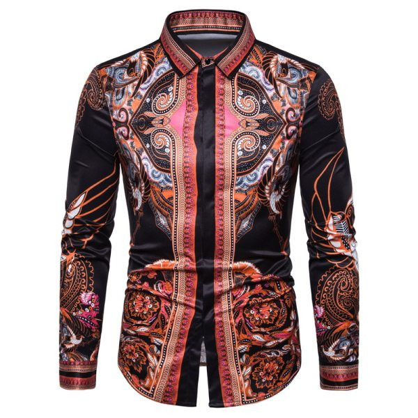 Elegantna muška pripijena košulja s uzorkom i dugim rukavima