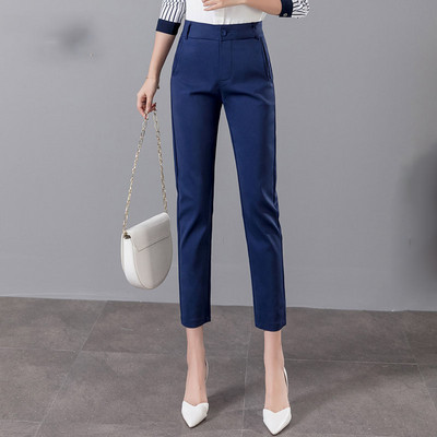 Pantaloni eleganti de dama cu buzunare si talie inalta