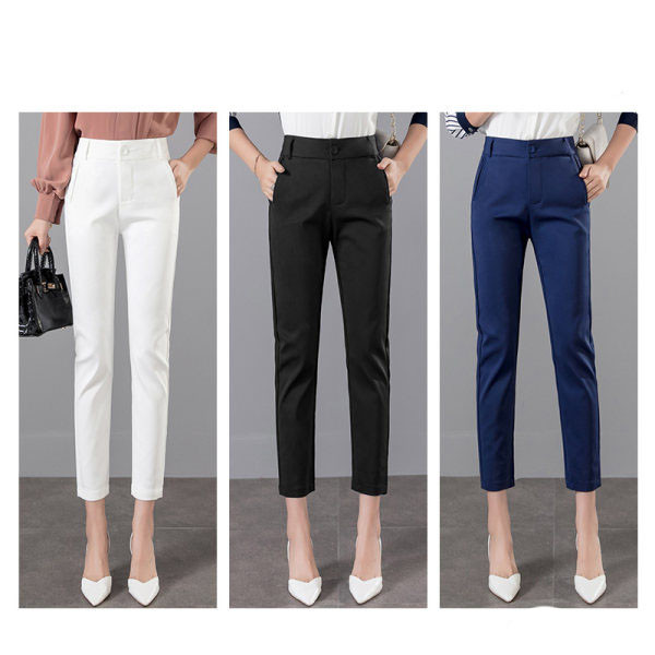 Pantaloni eleganti de dama cu buzunare si talie inalta