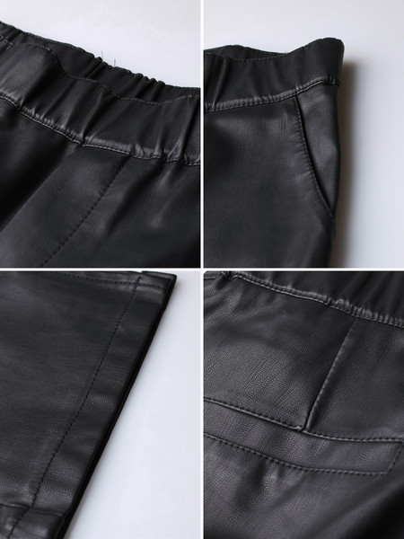 Ženske kožne hlače u crnoj boji