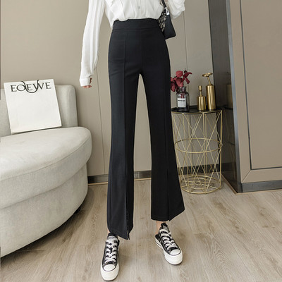 Novi model ženskih hlača sa visokim strukom i prorezima - crne boje