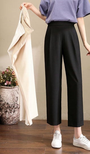 Pantaloni largi casual de dama cu talie inalta