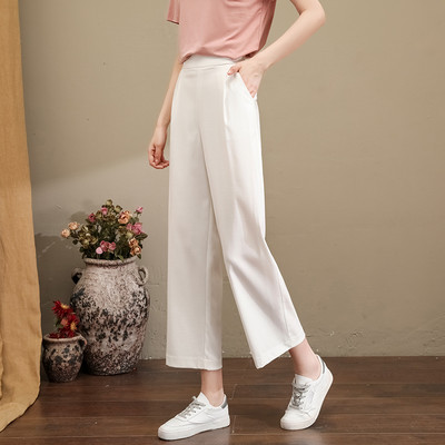 Pantaloni largi casual de dama cu talie inalta