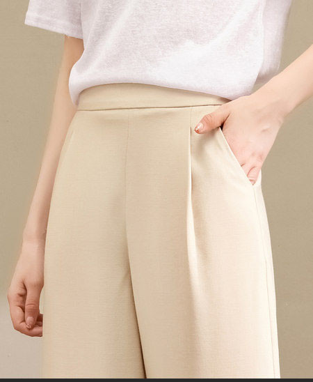 Pantaloni largi casual de dama cu talie inalta