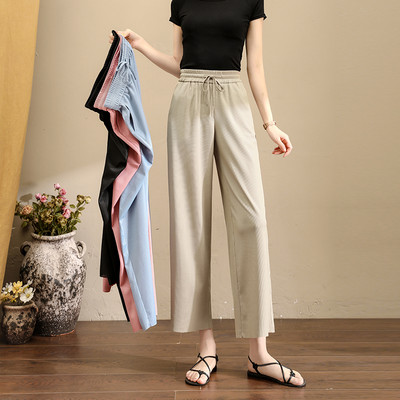 Дамски ежедневен панталон с връзки-широк модел