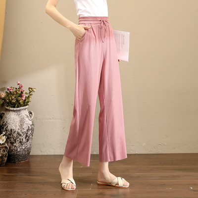 Ženske ležerne hlače s vezicama široki model