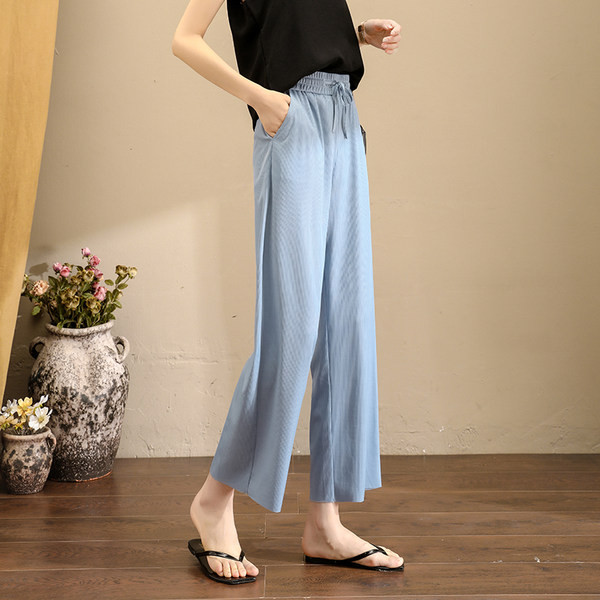 Ženske ležerne hlače s vezicama široki model