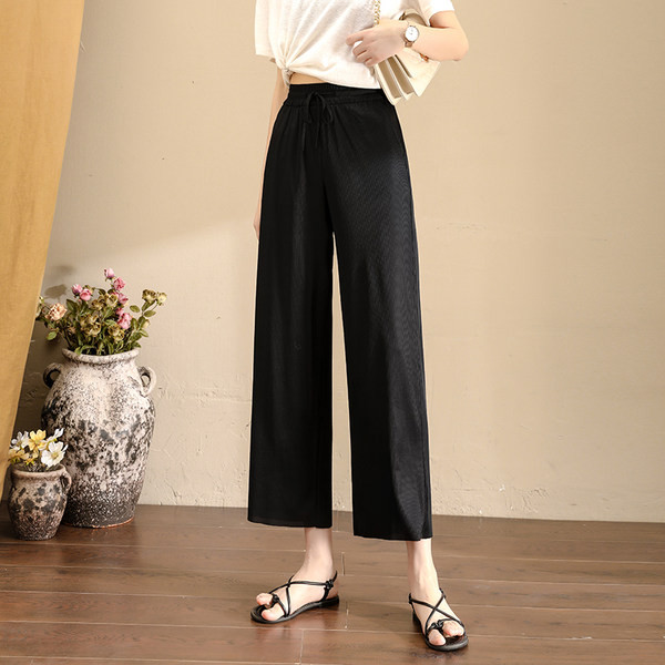 Ženske ležerne hlače s vezicama široki model