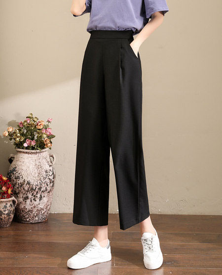 Pantaloni largi de dama cu talie inalta - in trei culori