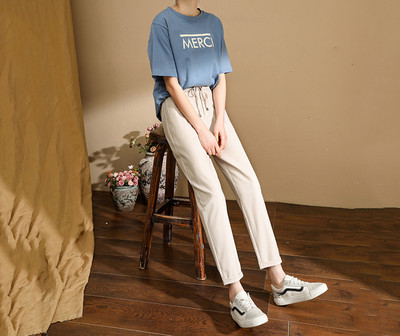 Pantaloni de primavara dama cu cravate si talie inalta