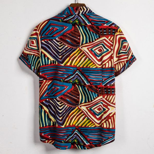 Cămașă casual pentru bărbați cu nasturi cu model și mâneci scurte