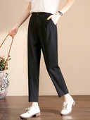 Pantaloni uni de dama cu buzunare si talie inalta