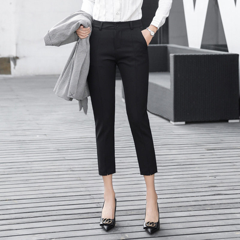 Pantaloni de dama de primavara cu lungime 7/8 si talie inalta