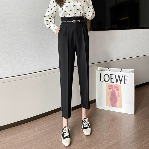 Moderne ženske ravne hlače s visokim strukom