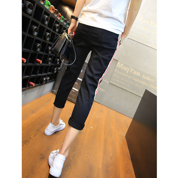 Pantaloni de dama cu cravate si margini