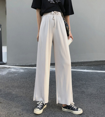 Pantaloni casual dama cu sireturi - model lat