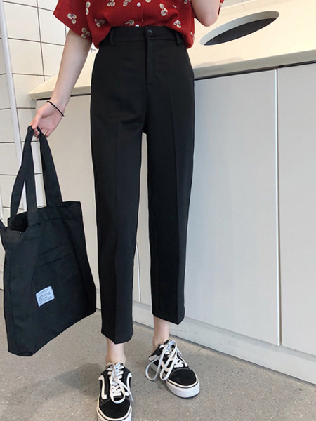 Pantaloni moderni de dama cu lungime 7/8 si talie inalta