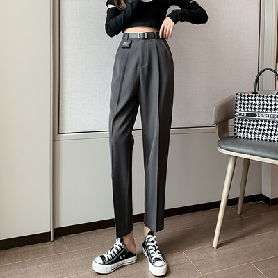 Спортно -ежедневен дамски панталон с висока талия-прав модел