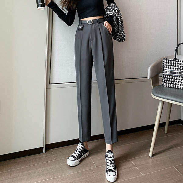 Sport - pantaloni casual dama cu talie inalta - model drept