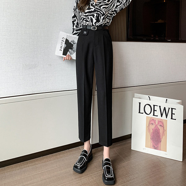 Sport - pantaloni casual dama cu talie inalta - model drept