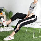 Pantaloni casual dama cu margini si crapata