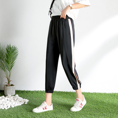 Pantaloni casual dama cu margini si crapata